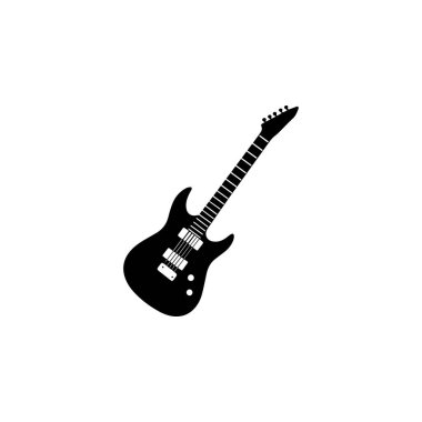 elektro gitar silueti rock müzik aleti simgesi beyaz arkaplanda izole