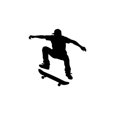 Kaykay silueti ikon vektör illüstrasyonu