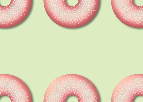 Delicious pink donuts. Tasty bakery product. Colorful food design. Illustration.