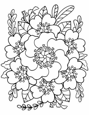 El çizilmiş Çiçek deseni. Bir boyama kitabı veya arka plan dekoratif için Doodle tasarım. Yetişkinler ve çocuklar için rahatlama. Vektör İllüstrasyon. - Vektör