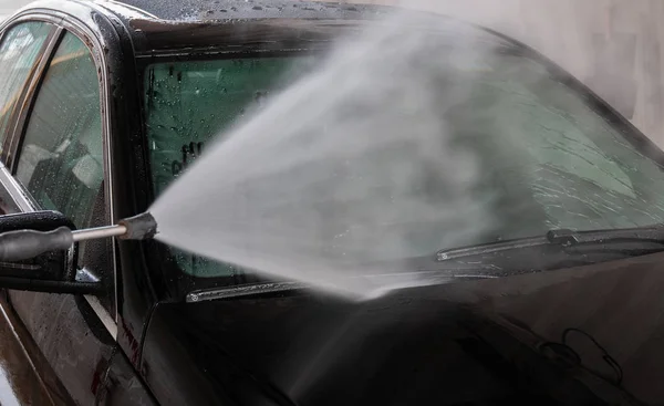 Lavaggio Auto Pulizia Auto Con Acqua Alta Pressione — Foto Stock