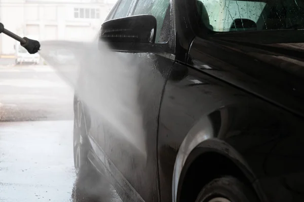 Car Washing Cleaning Car Using High Pressure Water — Stock Photo, Image