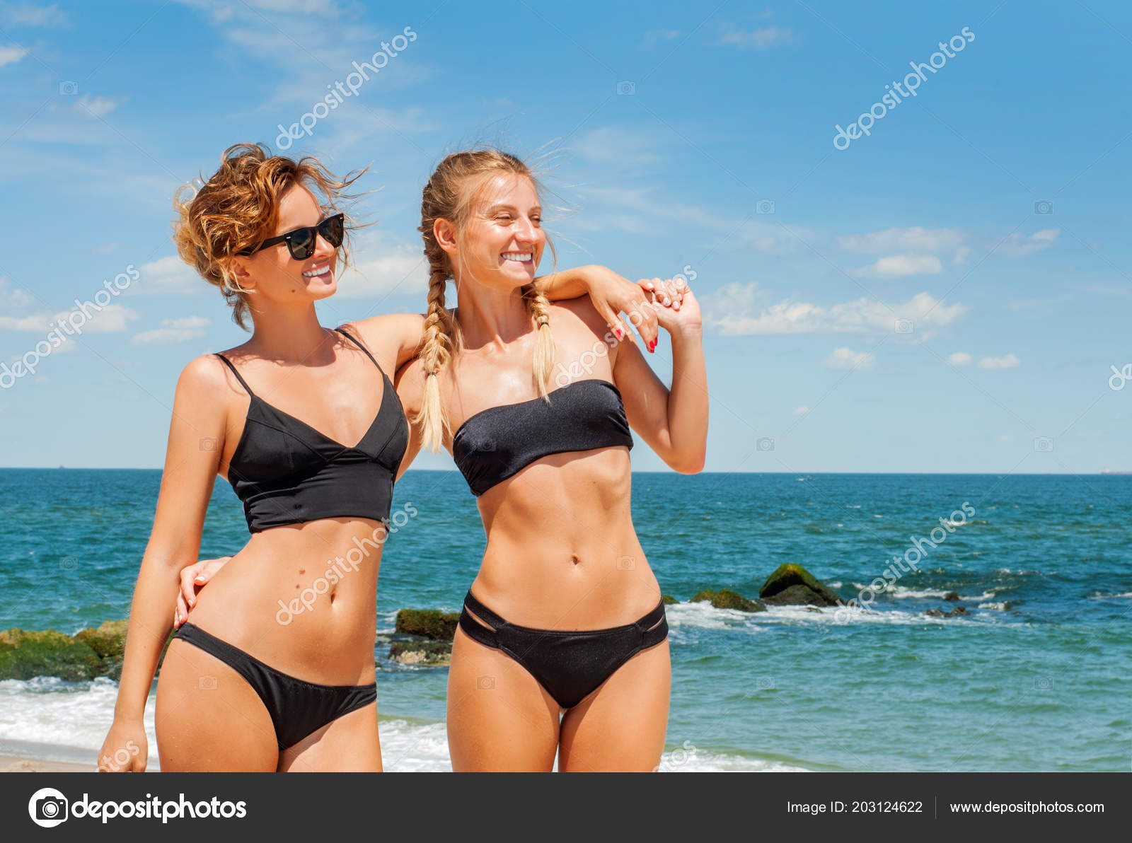 Beach bikini friend fun woman