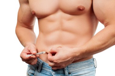  Kaslı adam kendine steroidlerle vuruyormuş. Vücut geliştirmeci steroid
