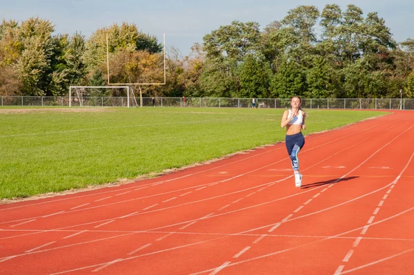 Estilo Vida Saludable Joven Fitness Mujer Corriendo Corredor Femenina Practicando — Foto de Stock