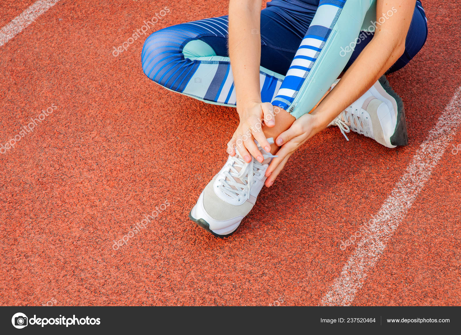 Leg Injury Woman Runner Suffering Pain Leg Workout Touching Ankle