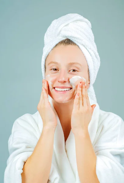Facial Care Perfect Fresh Clean Skin Concept Young Beautiful Woman — Stock Photo, Image