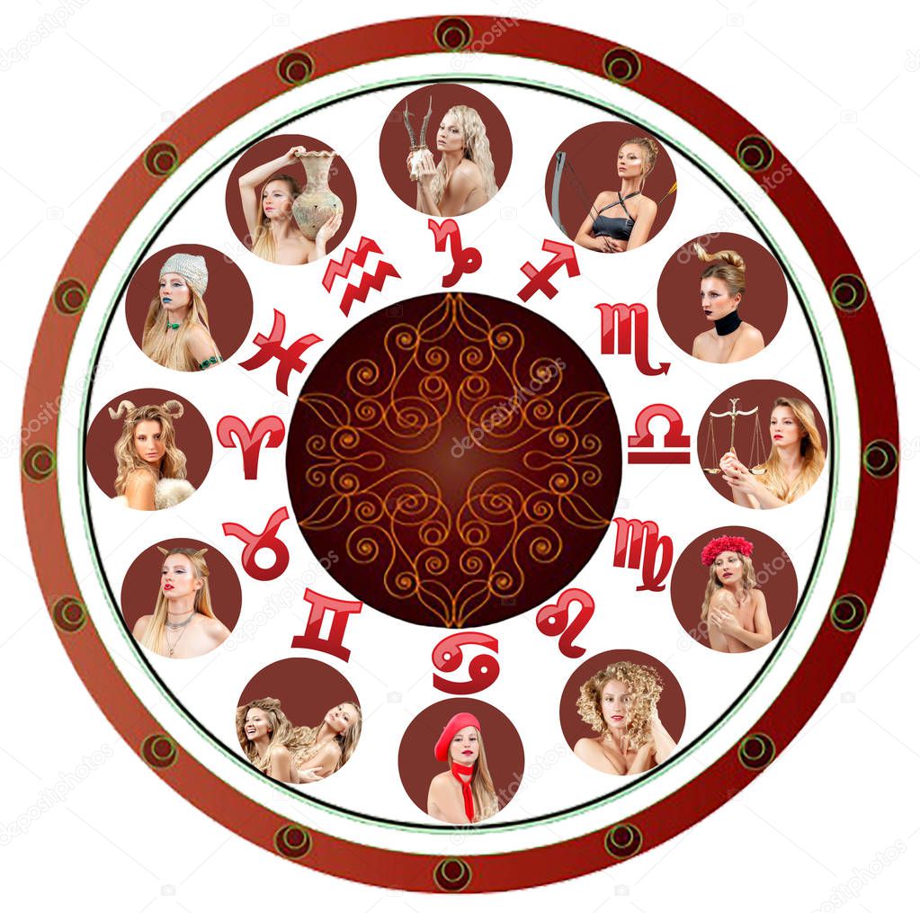 All twelve Zodiac Signs. Astrology and horoscope concept.