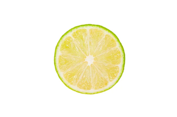 Tranche de citron vert sur fond blanc — Photo