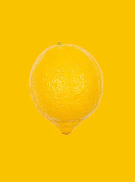 Lemon levitate in air on yellow background. Concept of fruit levitation. — Stock Photo, Image