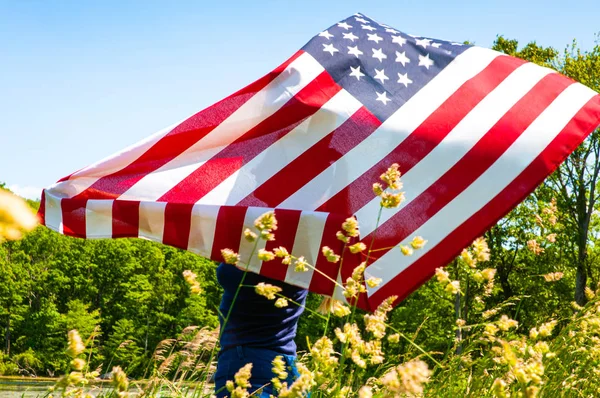 Bandera americana. Estados Unidos celebra el Día de la Independencia . — Foto de Stock