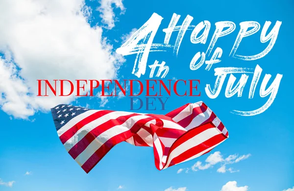 Happy 4th of July Independence day. American flag in blue sky background. — Stock Photo, Image