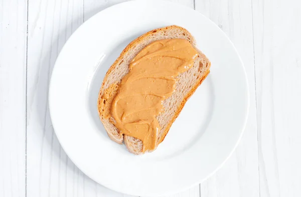 Peanut butter sandwiches. Healthy breakfast, bread with peanut butter