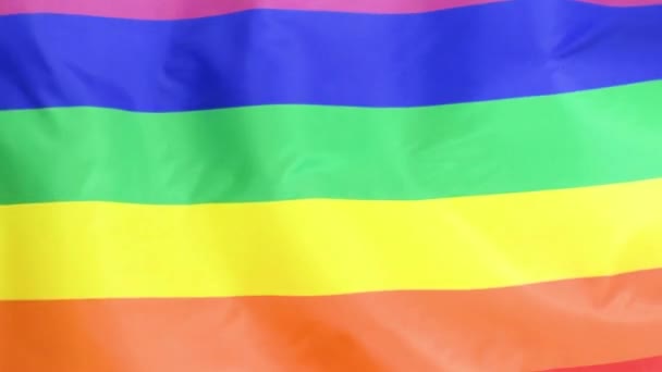 Bandeira Arco Íris Acenando Vento Bandeira Orgulho Gay Movimento Lento — Vídeo de Stock