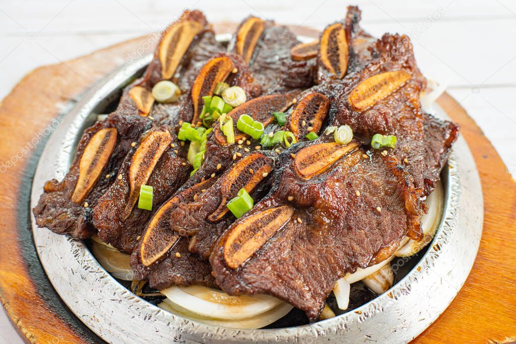 Korean Grilled Beef Ribs. BBQ Beef, Fried Ribs