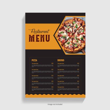 Restoran Menüsü Pizza İçecekleri Fiyat Listesi Tasarımı