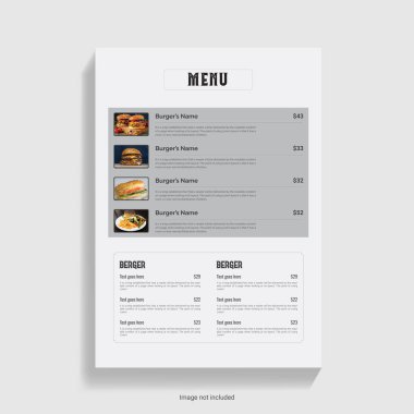 Fiyatlı Burger Restoran Menüsü Tasarımı,
