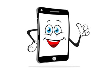 Çizgi film smartphone gülümsüyor