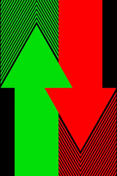 Flechas rojas y verdes para indicar la dirección de conducción — Vector de stock