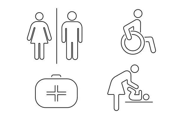 Umumi tuvalet için simgeler kümesi. Doğrusal vektör