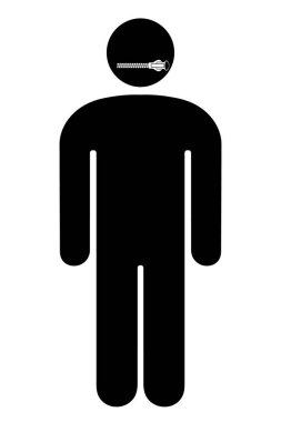 Fermuarlı ağzı olan bir adamın işareti..