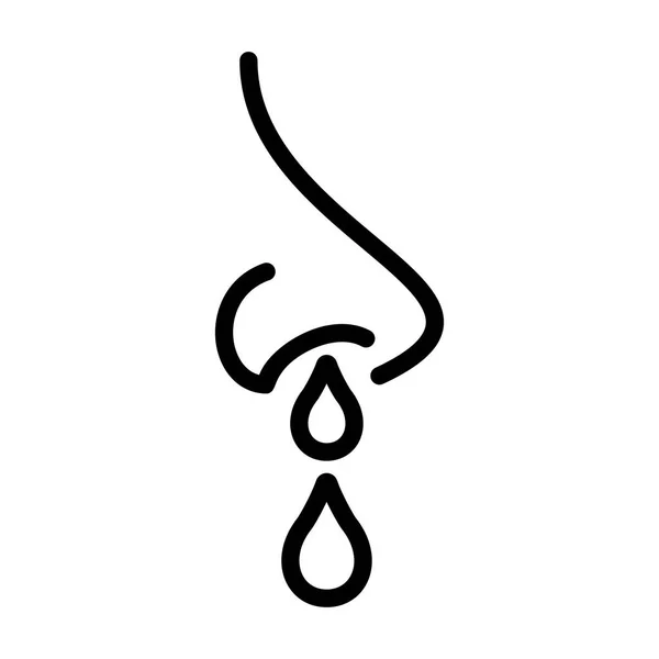 Une simple icône d'un nez qui coule pendant un rhume ou une allergie — Image vectorielle