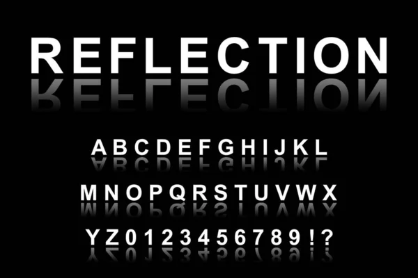 Fonte classique de l'alphabet anglais avec réflexion — Image vectorielle