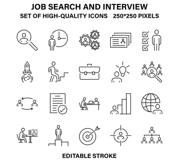 İş arama ve röportaj hakkında bir dizi basit ama yüksek kaliteli simge.