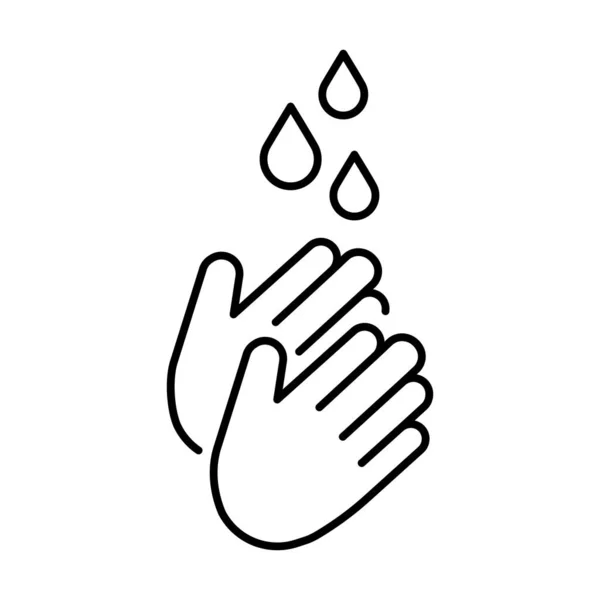 Ein einfaches Symbol zum Händewaschen mit Wasser, um Bakterien- und Coronaviren-Erkrankungen vorzubeugen — Stockvektor