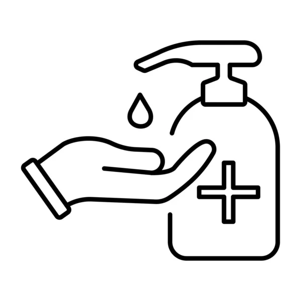 防腐剤や消毒剤で手を保護するためのシンプルな線形アイコン. — ストックベクタ