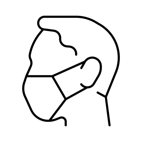 Un icono lineal simple de una persona con una máscara médica protectora . Vectores de stock libres de derechos
