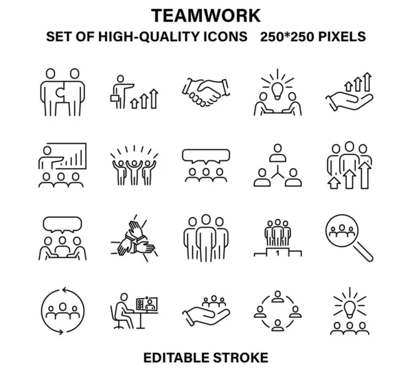 Un conjunto de iconos simples pero de alta calidad sobre el tema del trabajo en equipo . Gráficos vectoriales