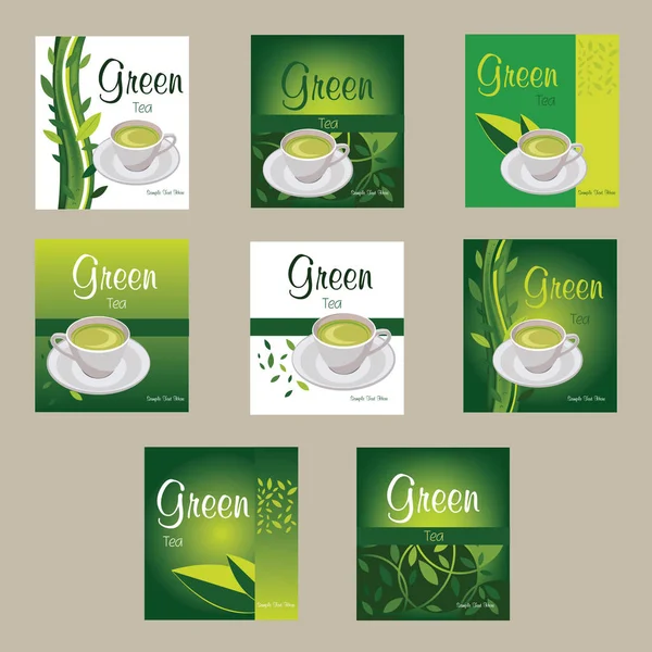 Vector Ontwerp Van Groene Thee Groene Thee Poster Vector Vector — Stockvector