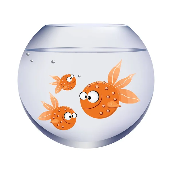 Vector Fish Vector Golden Fish Bowl — Stock Vector