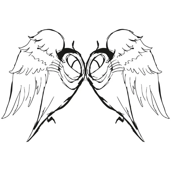 Vector Line Art Owl Useful Tattoo Vector Sketch Owl Black — Stock Vector