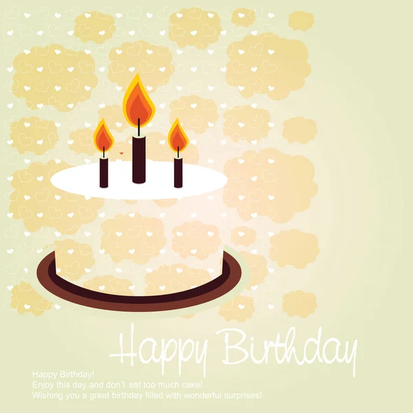 Carte Vœux Anniversaire Vectoriel Avec Gâteau Bougie Carte Anniversaire Vectoriel — Image vectorielle