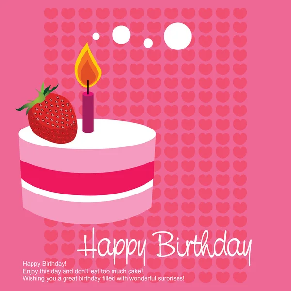 Vektor Geburtstagsgrußkarte Mit Kuchen Und Kerze Vektor Glückwunschkarte — Stockvektor