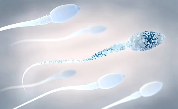 3d illustration of a damaged sperm cells