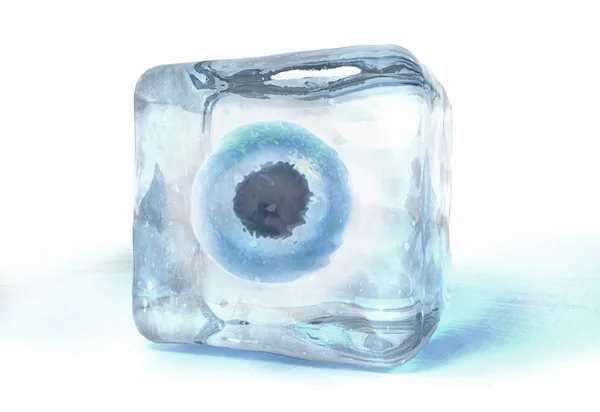 冷冻成冰立方的卵细胞的图示 — 图库照片