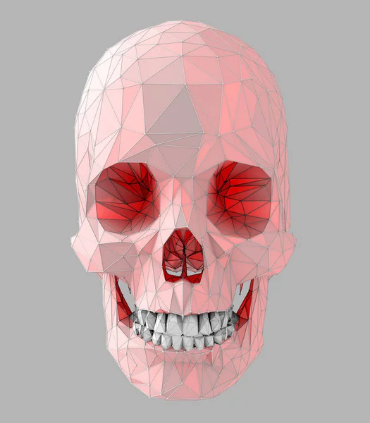 bir insan kafatası renkli düşük poli yüzeyi ile 3D çizimi