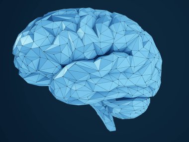 çizgiler ve çokgen şekilleri oluşan bir insan beyni 3D çizimi