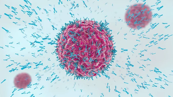 virüs hücre kana saldıran antikorlar 3D çizimi
