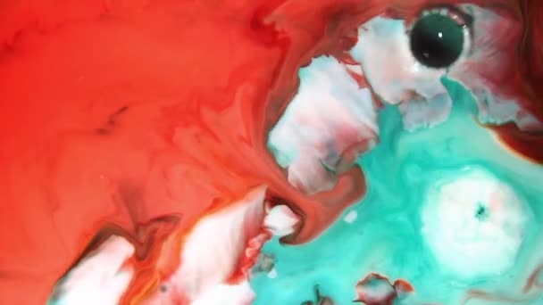 Liquides Colorés Mélangés Dans Fluide Créant Une Peinture Abstraite Colorée — Video