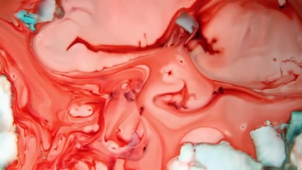 Liquides Colorés Mélangés Dans Fluide Créant Une Peinture Abstraite Colorée — Video