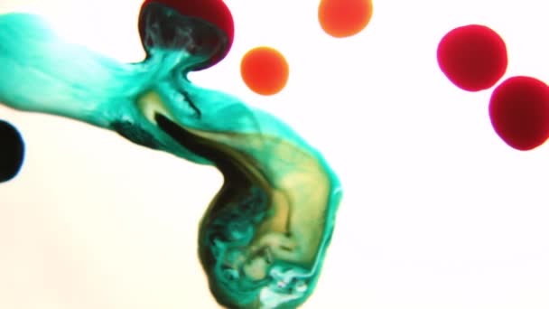 Gekleurde Vloeistoffen Met Elkaar Vermengd Vloeistof Kleurrijk Abstract Schilderij Dat — Stockvideo