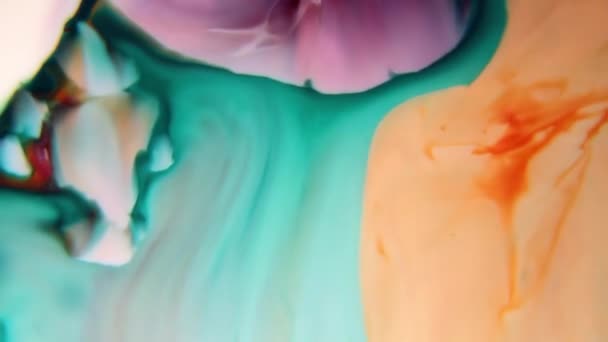 Liquides Colorés Mélangés Dans Fluide Créant Une Peinture Abstraite Colorée — Video