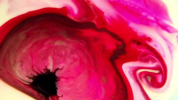 Liquides Colorés Mélangés Dans Fluide Créant Une Peinture Abstraite Colorée — Video