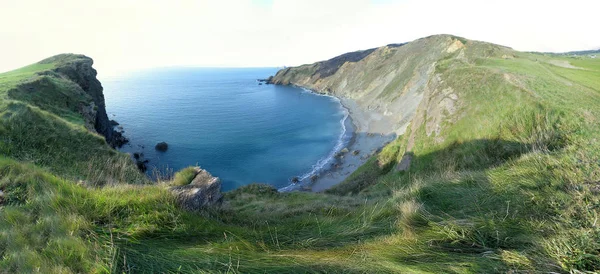 Panorama Afbeelding Van Een Strand Bay Aan Atlantische Oceaan Met — Stockfoto