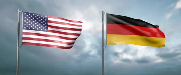 Ilustração Duas Bandeiras Estado Dos Estados Unidos América Alemanha Frente — Fotografia de Stock