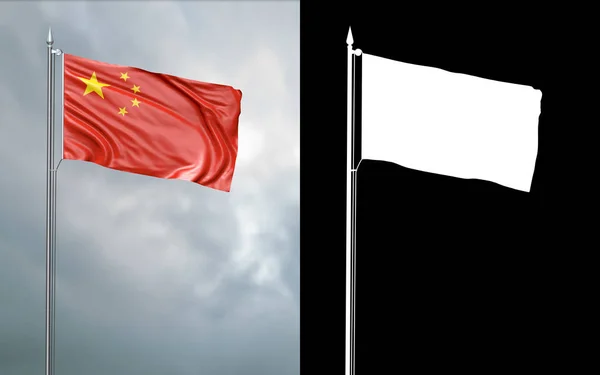 Obrázek Státu Vlajky Lidové Republiky Číny Pohybující Větru Stožáru Před — Stock fotografie